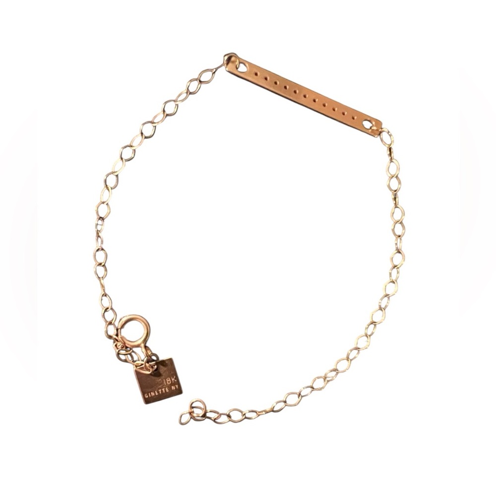 Ginette Nyc 18k Rose Gold Stitching Baguette bracelet